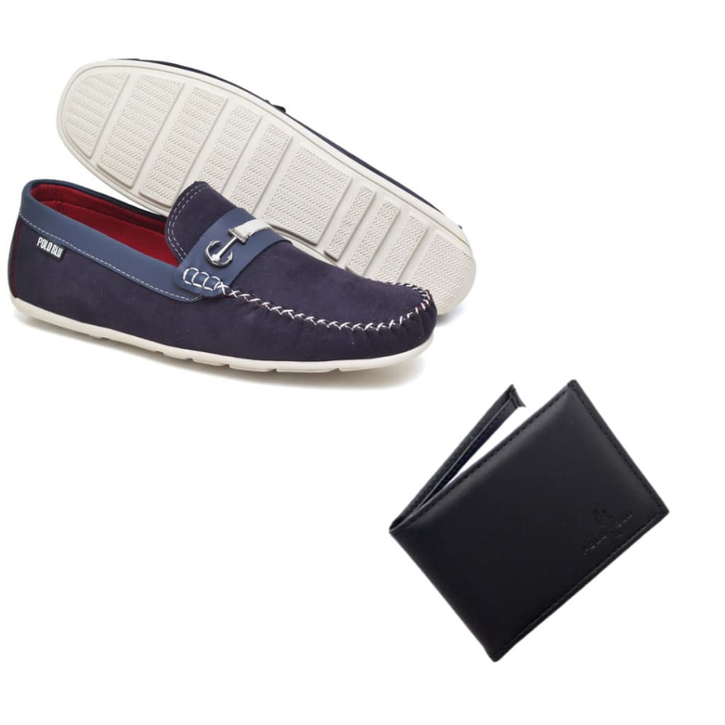 Sapato Mocassim Masculino Casual Confortável em Camurça com Brinde Carteira