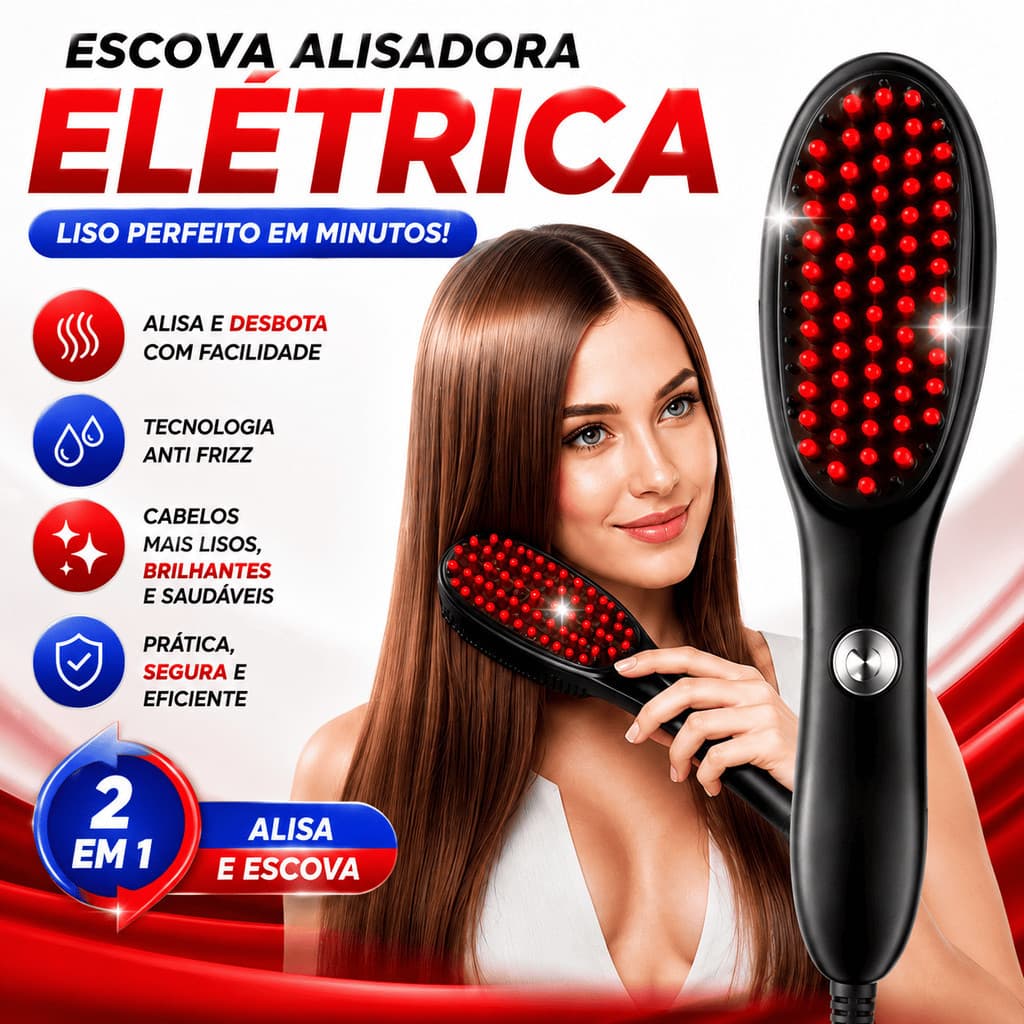 Escova Massageadora com Laser 2 em 1 Tratamento Capilar Antiqueda Escova Com Laser Para Tratamentos Capilares Cabeça