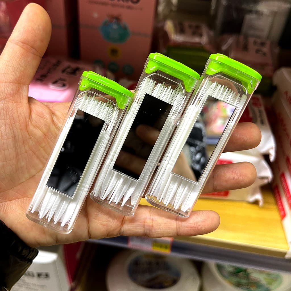 Bastão de fio dental coreano importado, caixa interdental, escova interdental, palito portátil, 30 peças com espelho