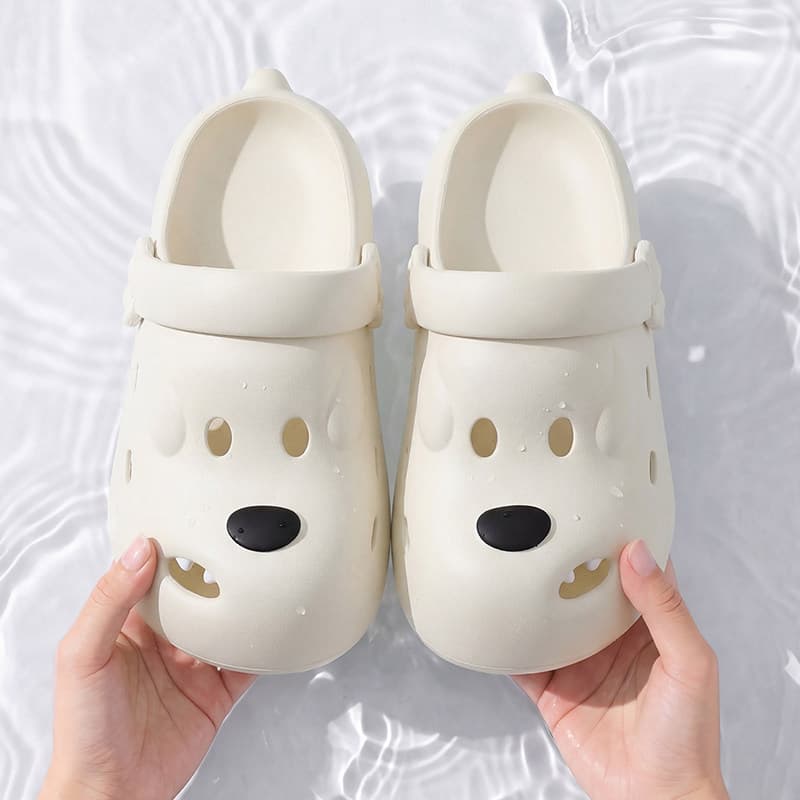 Bonito filhote de cachorro 2026 novo estilo buraco sapatos feminino verão casa interior de sola grossa Anti-deslizamento