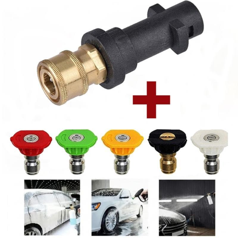 Kit 5 Peças Bicos Engate Rápido + 1 Adaptador Acessório para Lavadora Alta Pressão Alta Qualidade