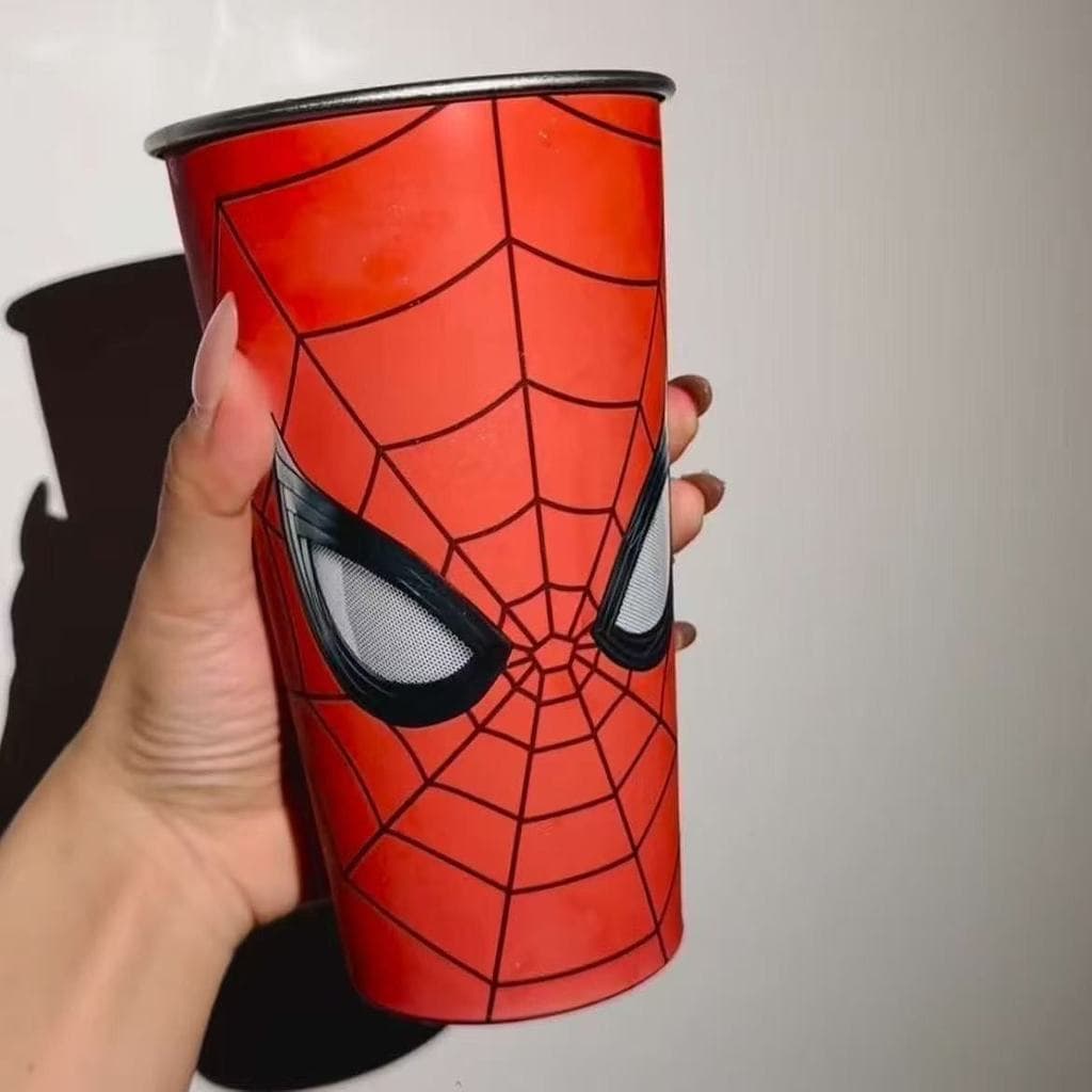 Xícara de café do homem aranha sensação fria luminosa dupla cor mudando criativo periférico mudança fria copo bebida fri
