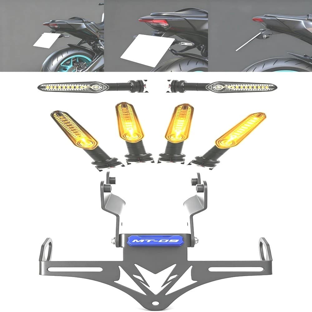 Novo Apto Para YAMAHA MT09 MT-09 SP 2024-2025 Suporte Da Placa De Licença Motocicleta Traseiro LED Sinais Volta Luzes