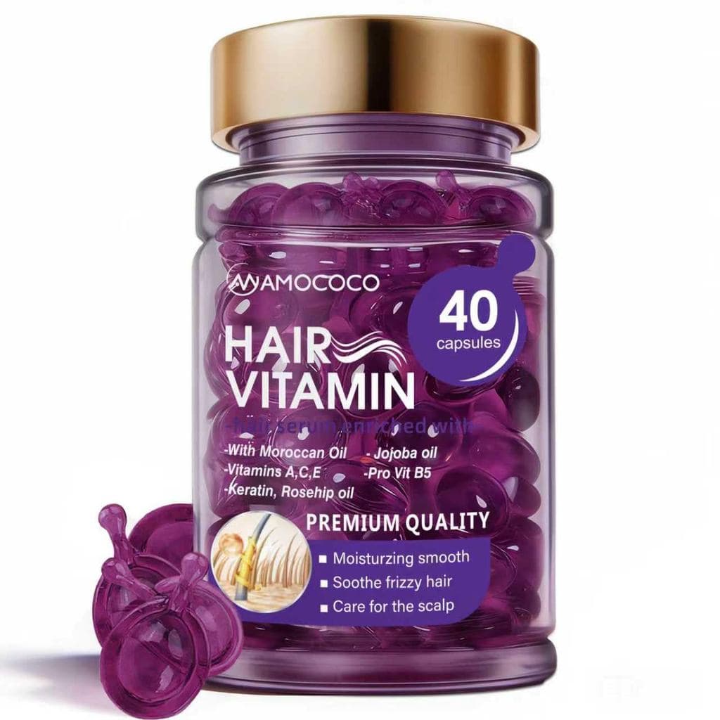 Óleo Capilar 40 Cápsulas com Queratina, Óleo de Argan e Óleo de Jojoba, Nutritivo e Fortificante para Cabelos Secos e Da