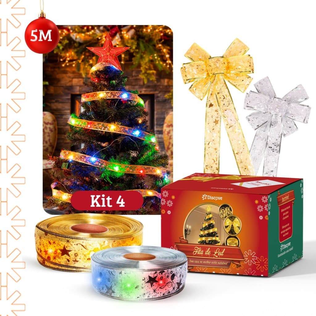 Fita de Natal com LED 30 Leds(3m)/50 Leds(5m) Laço Natalino Pisca‑Pisca Decoração para Árvore de Natal Enfeite Festivo