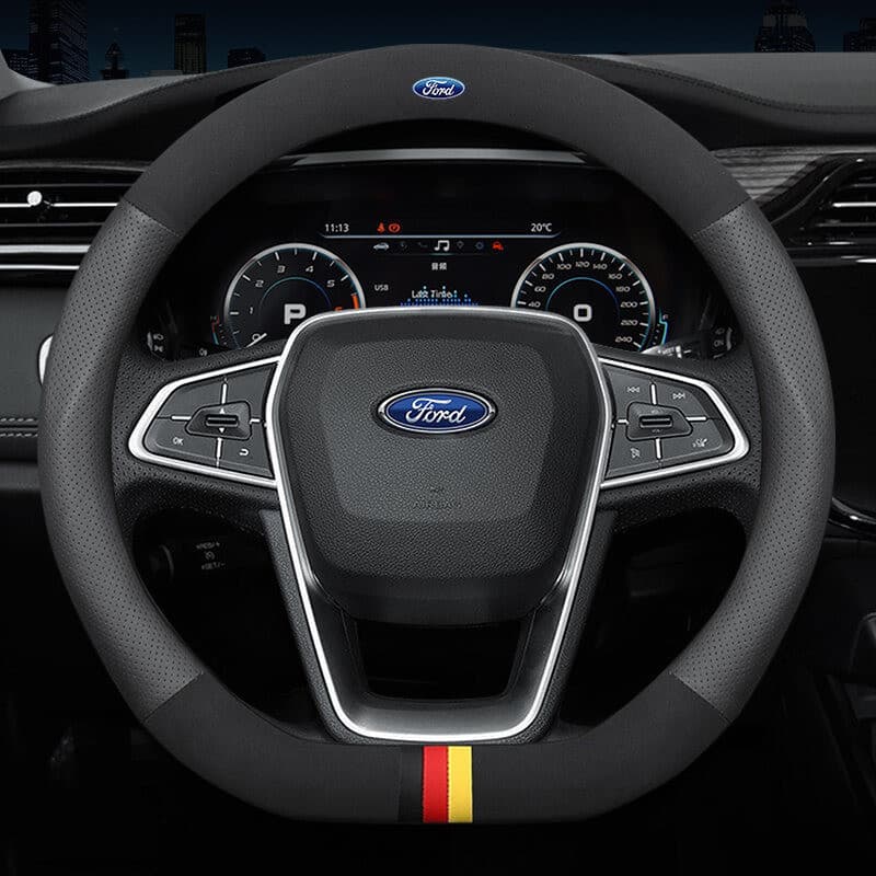 Capa de Volante de Carro em Couro para Ford Ranger, Fiesta, Focus, Everest, Mustang, Kuga, EcoSport, Escort, Escape, F-1