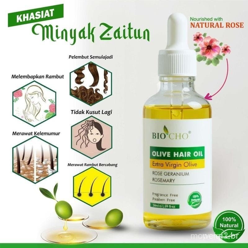 Óleo Capilar de Azeite 50ml - Óleo Capilar de Azeite - Tratamento Capilar com Gerânio Rosa e Alecrim LLJG 1JU8