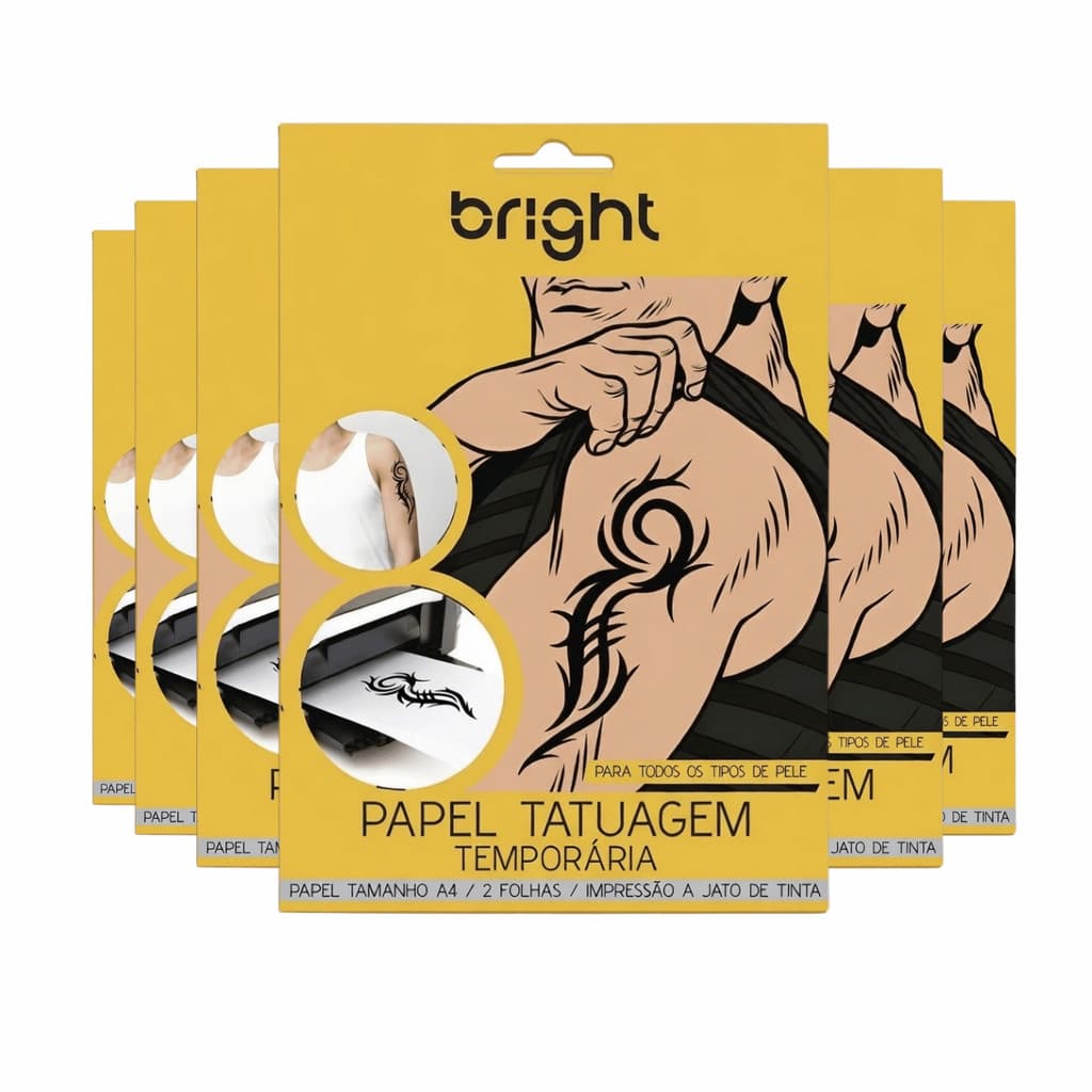 Kit 6 Papel Tatuagem Temporária Folha A4 Jato De Tinta Bright