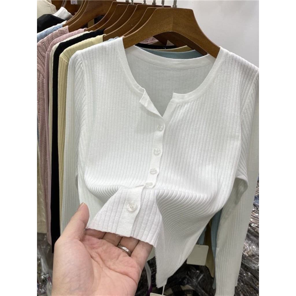 2026 primavera outono novo estilo versão coreana de manga comprida Cardigan de malha feminino moda All-Match estilo fino