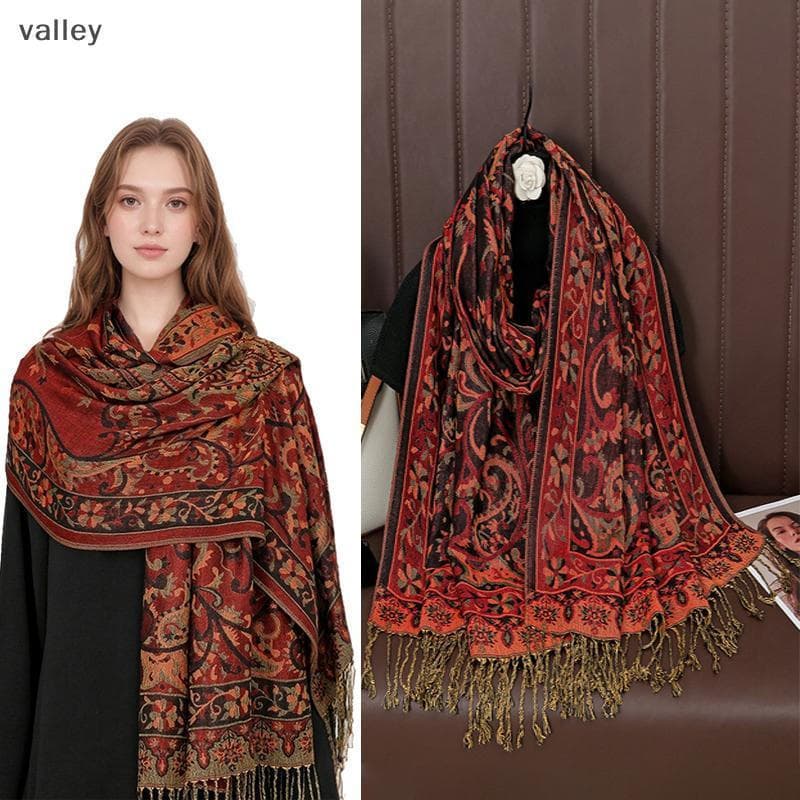 [VLY] Luxuoso Cachecol de Cashmere para o Inverno, Cachecol Quente para Mulheres, Cachecol de Outono com Design Estampad
