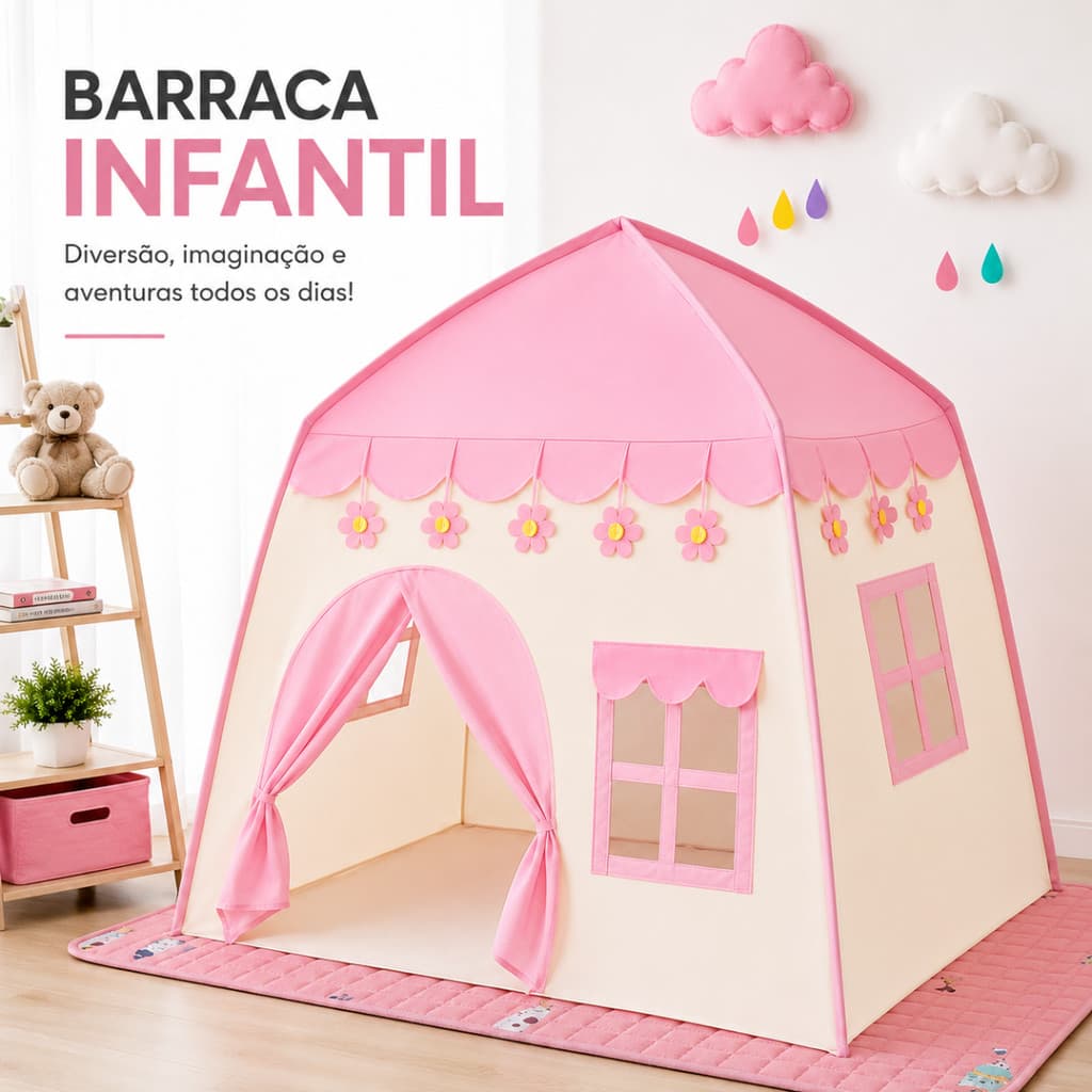 Barraca Infantil Tenda Cabana Casinha Menino e Menina Brinquedo Infantil 1,3M