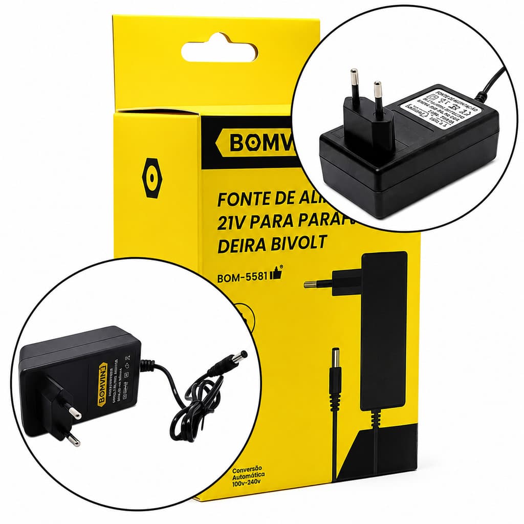 Fonte Carregador para Parafusadeira 21V Bivolt – Alta Eficiência e Segurança