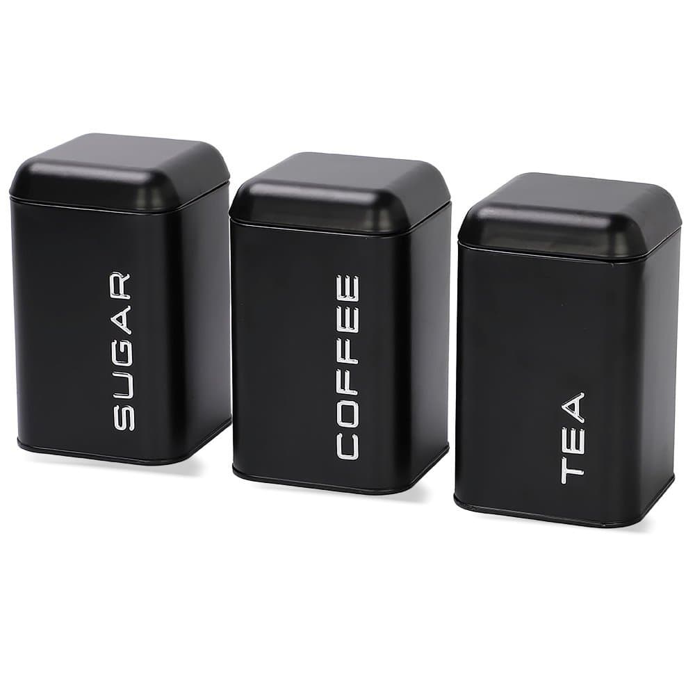 Conjunto de Potes de Armazenamento Quadrado em Metal - Preto - 3PCS - 17CM - BTC HOME DECOR
