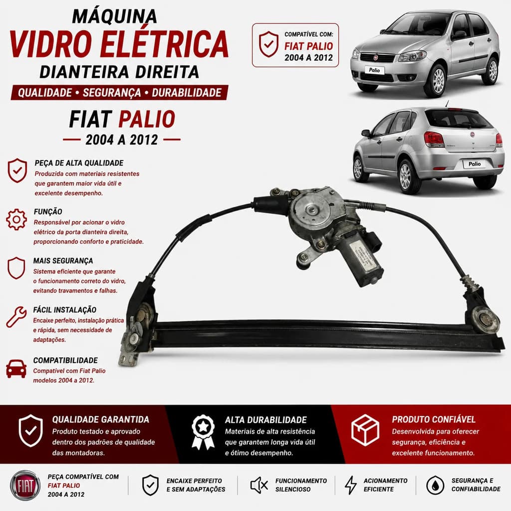 Máquina Vidro Elétrica Dianteira Direita Fiat Palio 04 2012