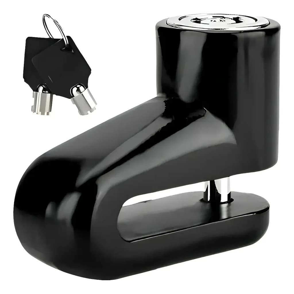 Cadeado Moto Trava Disco Universal Preta Mini + 2 Chaves Diversas Motos