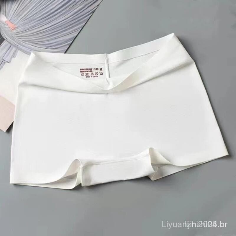 Calcinhas boxer sem costura para mulheres, shorts de seda gelada, cor sólida, calcinhas boxer macias para mulheres, Tama