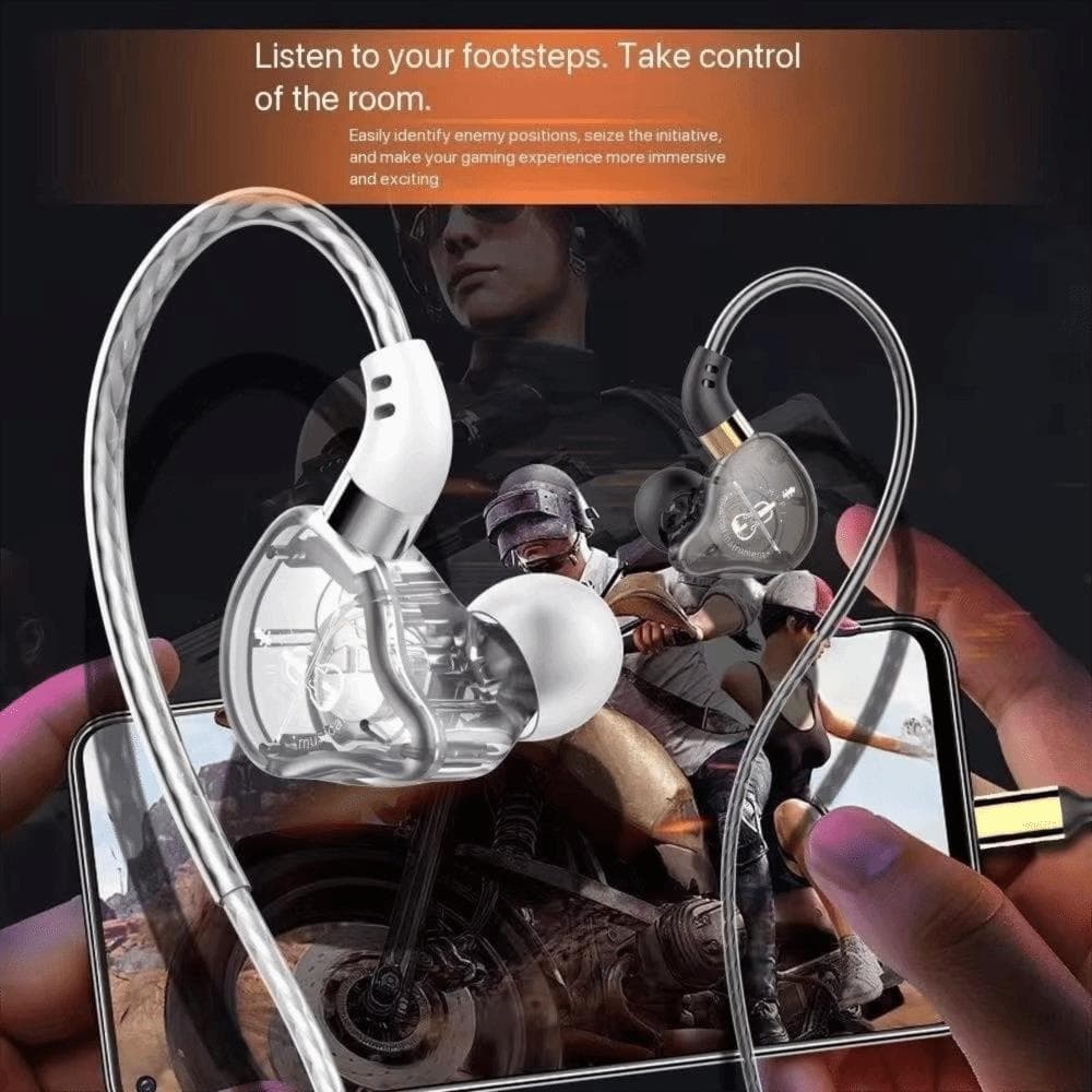 Fone De Ouvido Com Fio ZHDYEB Tipo C , Fones HiFi Sport Intra-Auriculares Cancelamento De Ruído Viva-Voz