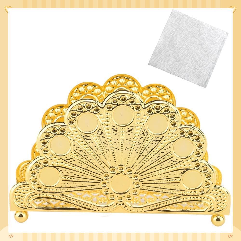 Organizador De Guardanapo  , Porta-De Ferro , Suporte Pavão Xadrez Dourado