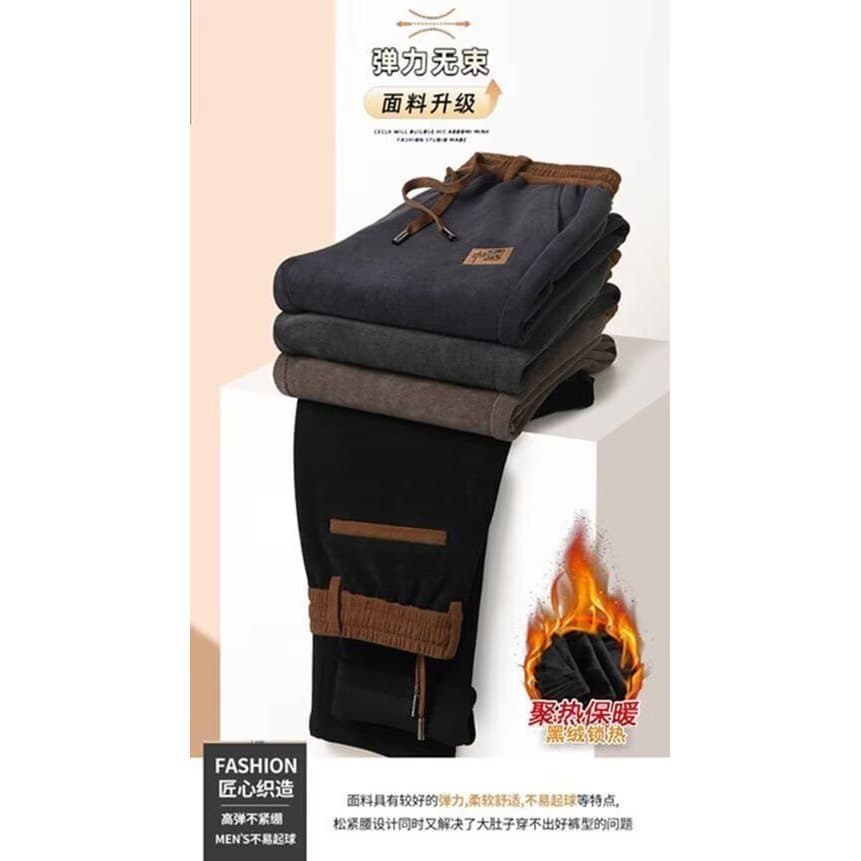 Calças de veludo masculinas inverno velo-velo calças masculinas pai usar calças casuais luz luxo negócios calças retas o
