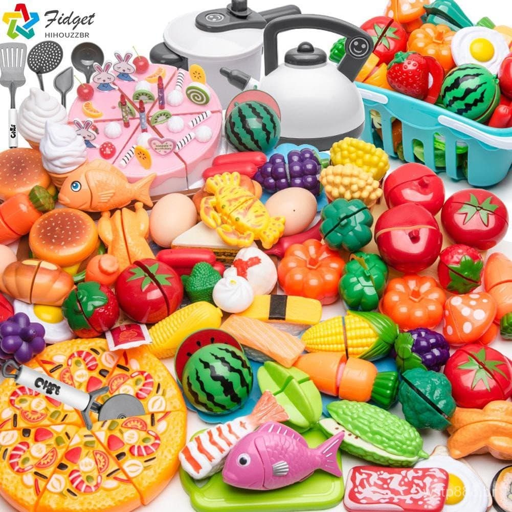 202577 peças de brinquedos de cozinha infantis, frutas e vegetais para brincadeiras educativas, presentes de Natal