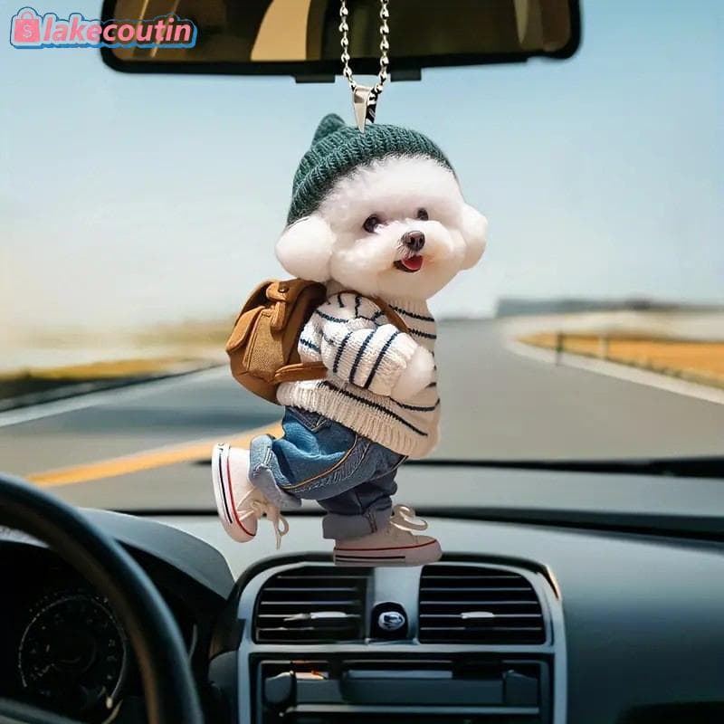 la Criativo Filhote De Cachorro Homem Bapa Espelhos Retrovisores Pingente Carro Pendurado Ornamentos Decoração Do Acessó
