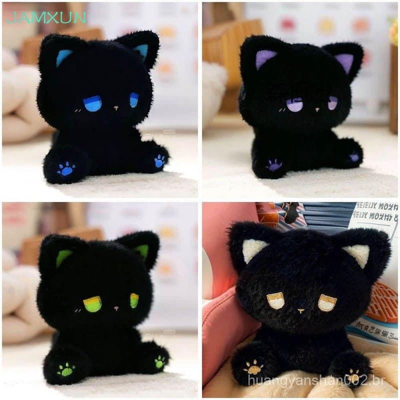 JAMXUN Moda Emo Gatinho Boneca De Pelúcia Brinquedo Dos Desenhos Animados Confortável Gato Preto Fofinho Macio Animal Ca