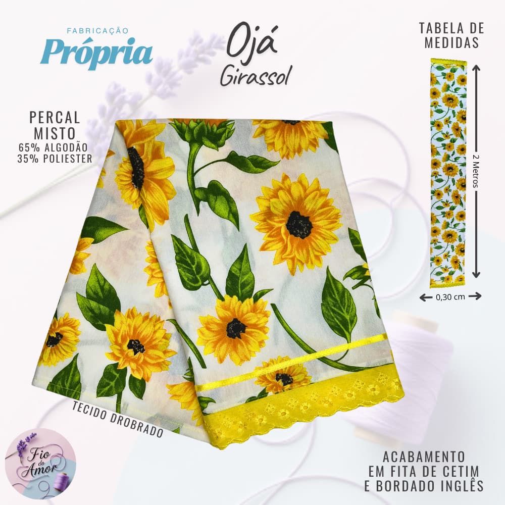 Ojá Pano de Cabeça 2 Metros com Renda | Uso Religioso Umbanda Candomblé | Turbante Feminino Estampados