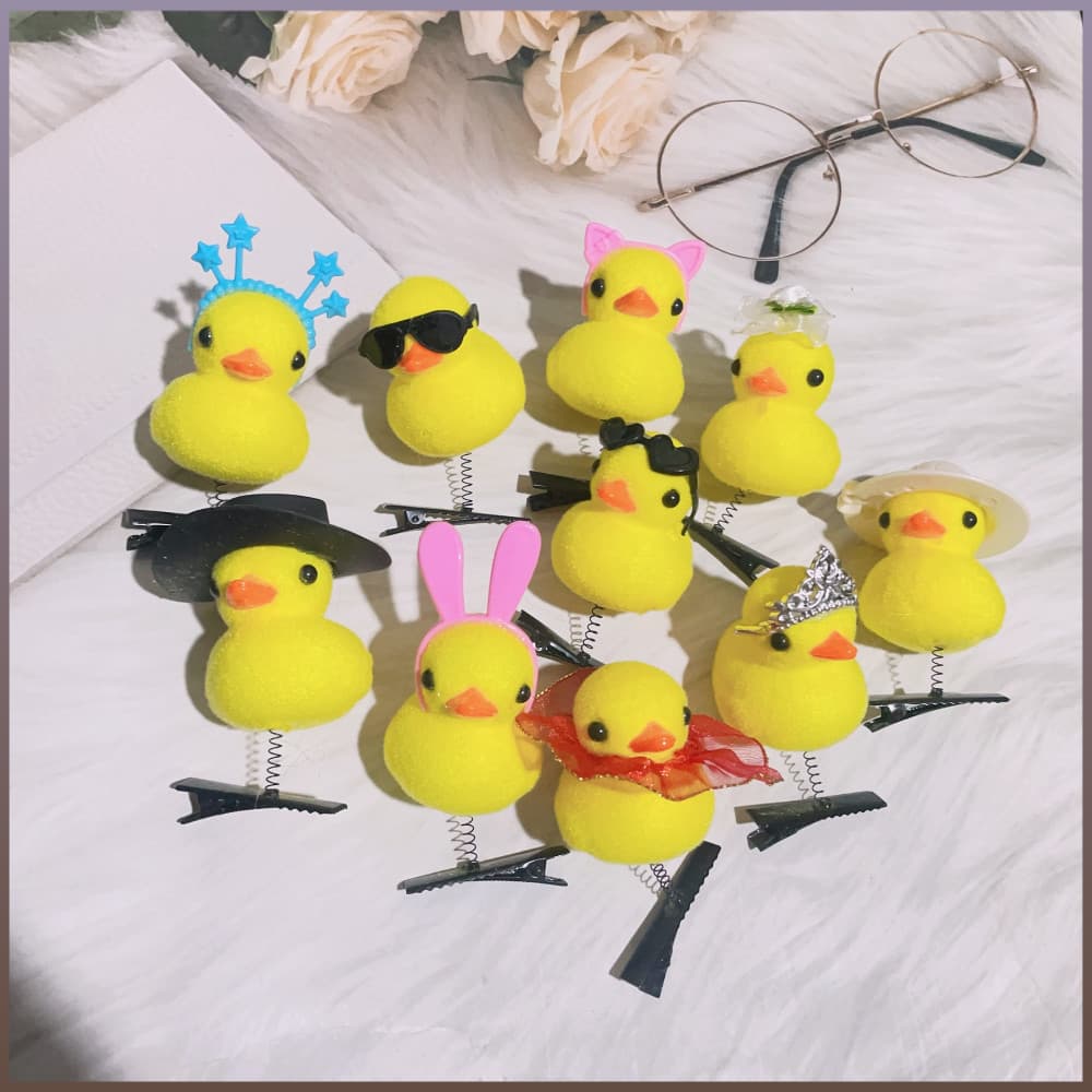 10 Pçs Hairpin , Pequeno Pato Amarelo Dos Desenhos Animados Primavera Grampo De Cabelo , Laço De Pelúcia Duckbill Clipe
