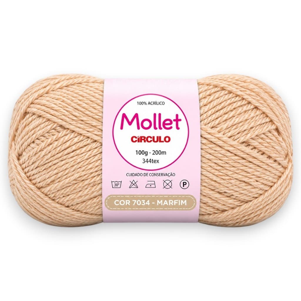 Fio Mollet Círculo 100g 200m Cor 7034 Marfim – 100% Acrílico