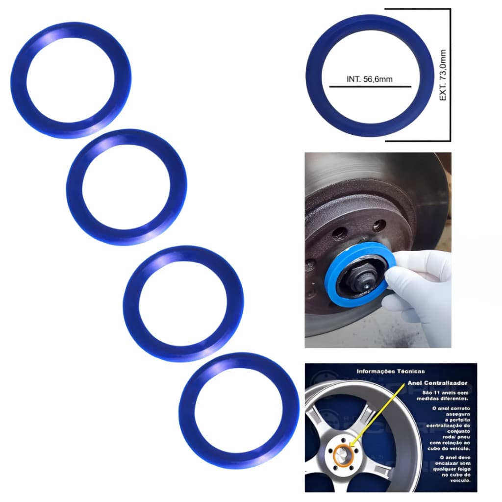 Kit Anel Centralizador Azul Compatível com Linha Chevrolet GM