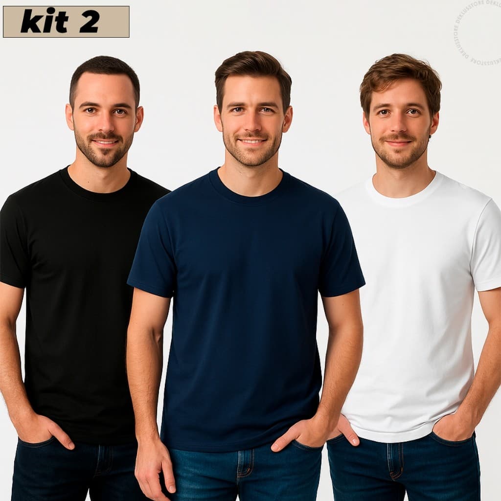 Kit 2 Camisa Camiseta Lisa Masculina Básica Tradicional 100% Poliéster