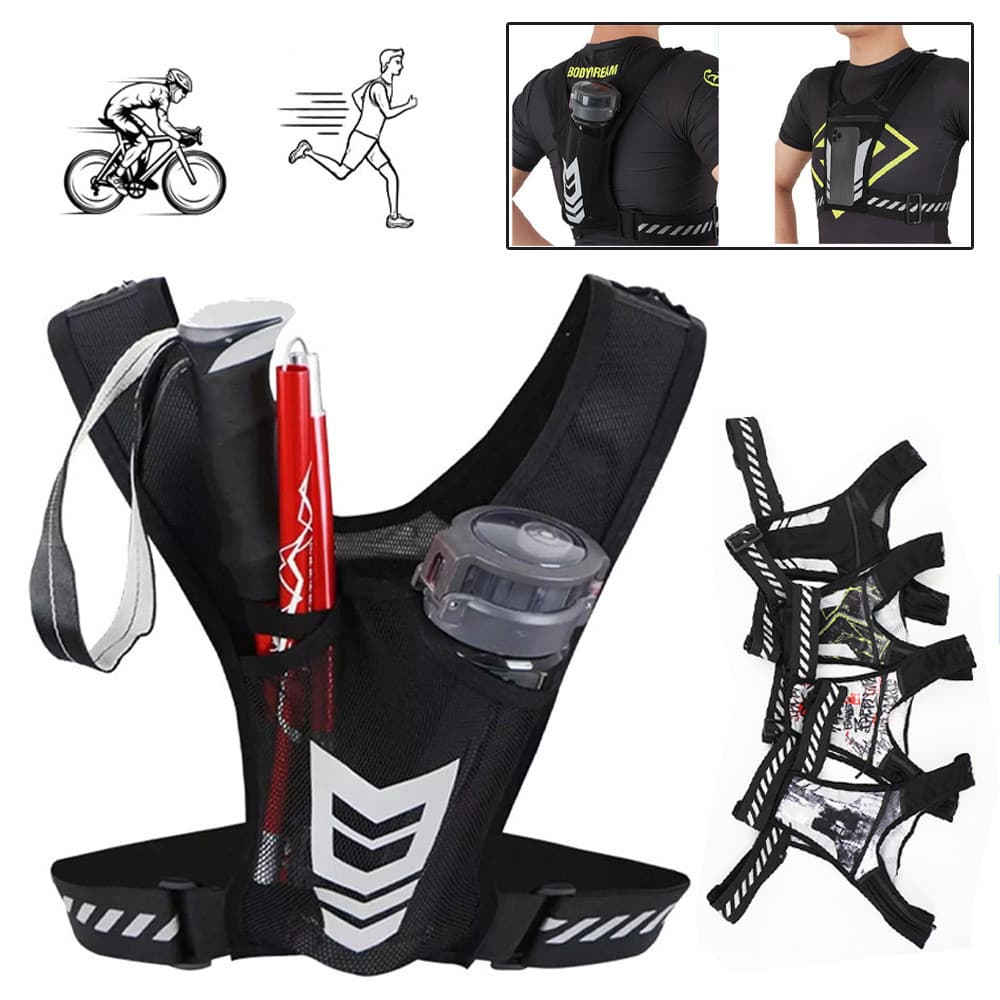 Colete Refletivo Universal Para Corrida E Ciclismo Com Bolso No Peito Para Garrafa De Água E Telefone