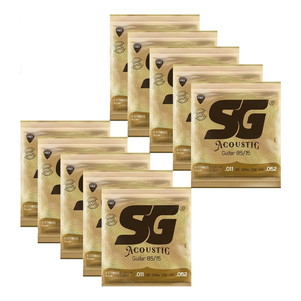 Kit Com 5 Encordoamento Para Violão Aço - Sg Bronze 011