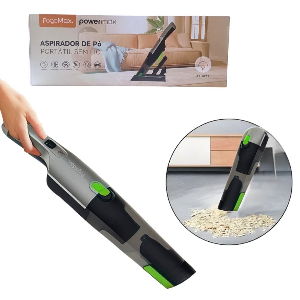 Aspirador de Pó Portátil Sem Fio USB Filtro Hepa - 7KPA  75W