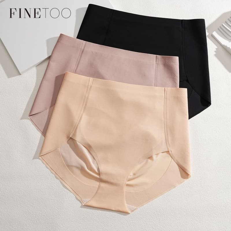 FINETOO Roupa Íntima Sem Costura De Cintura Alta Para Mulheres , Macia E Confortável , Plus Size , Controle De Barriga P