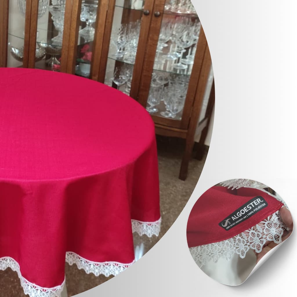 TOALHA DE MESA REDONDA MAQUINETADO LUXO 1,55 MT VARIAS CORES