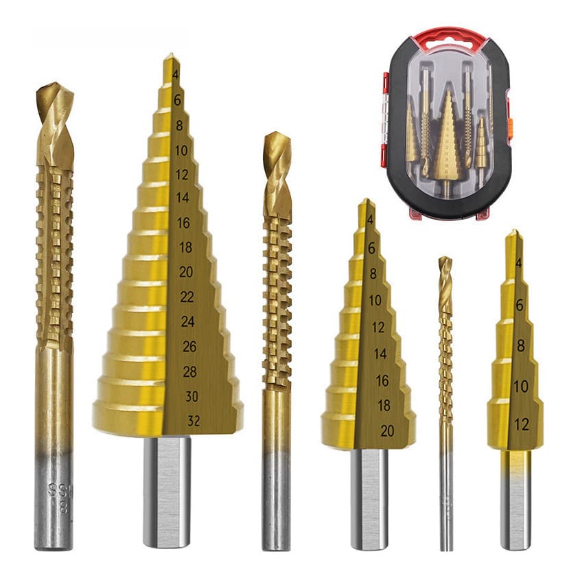 Kit 6 Brocas Escalonadas Cônicas De Aço Titanium Com Estojo