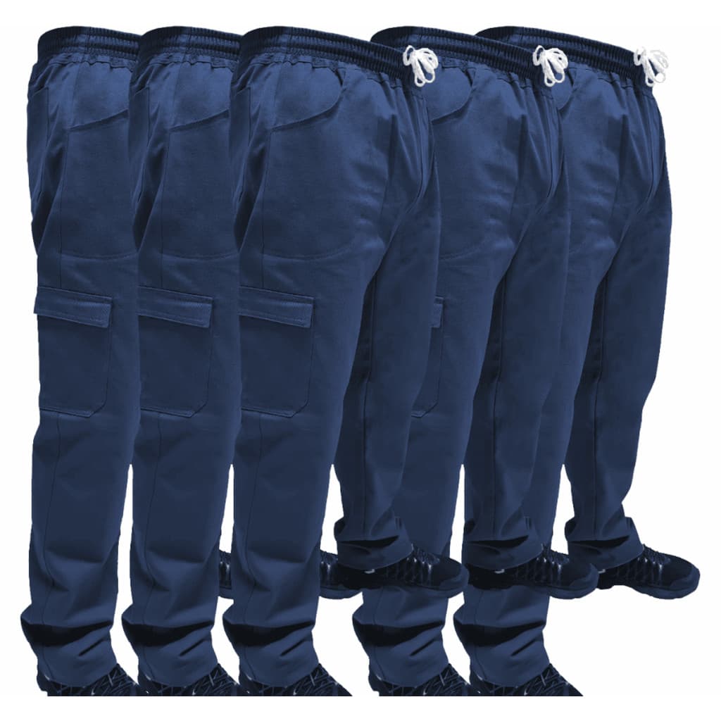 Kit C/ 5 Calça de Uniforme Segurança Brim Profissional Reforçada