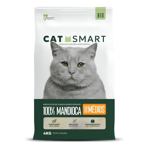 Areia Para Gato 4kg Granulado Higienico Grãos Medios Mandioca Super Premium