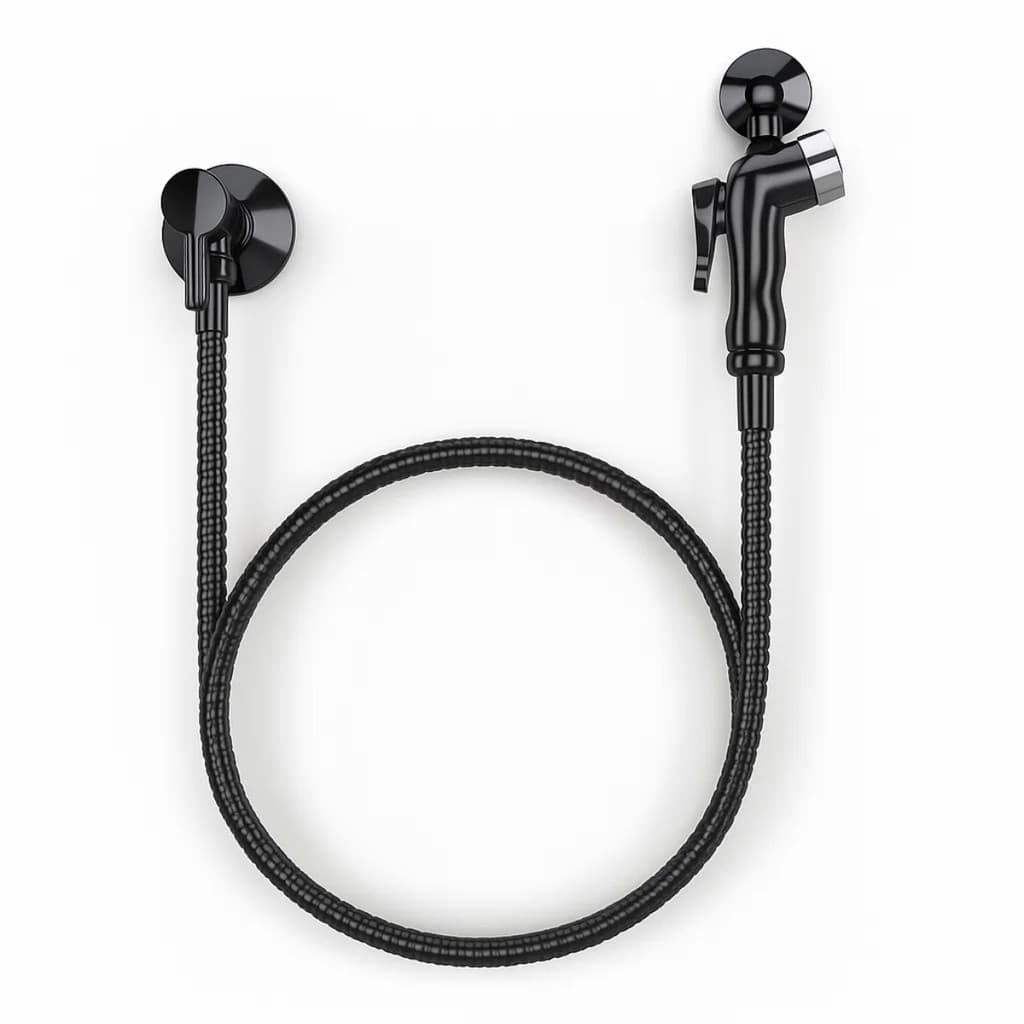 Ducha Higiênica Pop Black Preta Crivo Cromado Flex Blukit