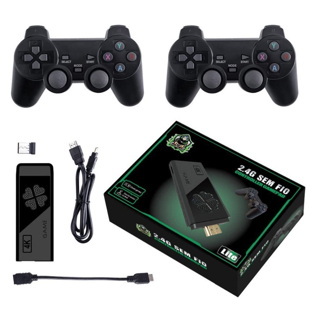 Vídeo Game Retrô 4K 64G com 10.000 Jogos, HD Display, Vídeo Game Stick para PS1/GBA/FC/MD, Clássico Retro Video Game Ret