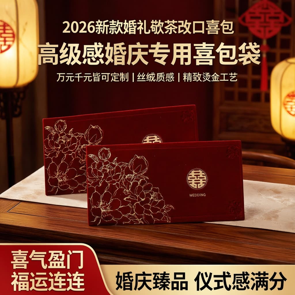 Envelopes vermelhos casamento dedicado 2026 novo estilo 10.000 Yuan casamento brindando chá mudança boca saco de casamen