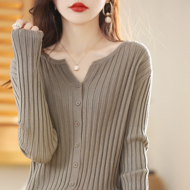 2026 novo estilo 100 cor sólida lã Cardigan jaqueta feminina em torno do pescoço camisola de caxemira camisola feminina