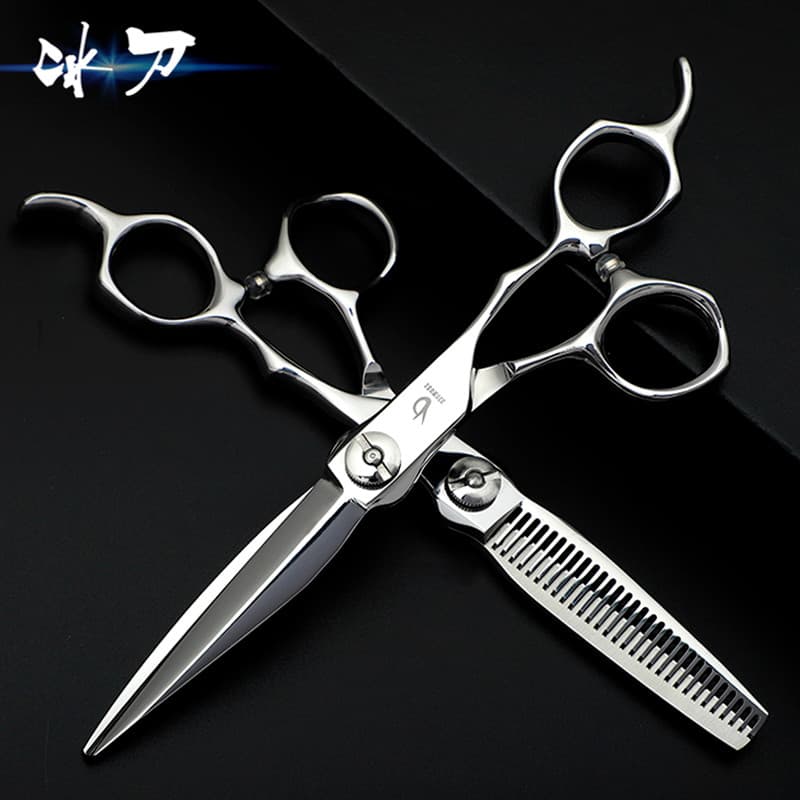 Tesoura de cabeleireiro autêntica profissional Tesoura de corte de cabelo plana Tesoura de dentes sem costura Te