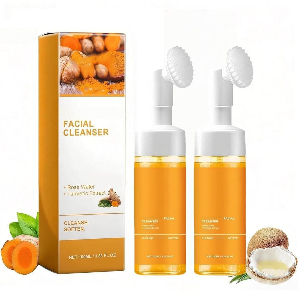 2. Limpador Facial Iluminador de Cúrcuma, Limpador Facial Esfoliante e Iluminador de Limpeza Profunda, Limpador Facial E