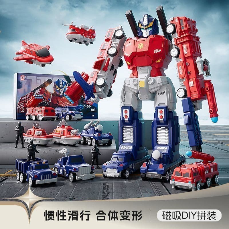 Optimus montagem magnética ajuste transformando carro Mecha livre transformando robô vespa guerreiro menino presente