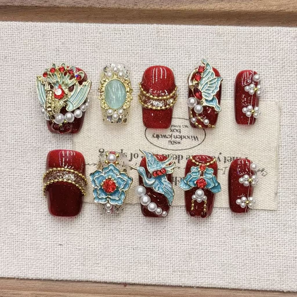 Estilo chinês maquiagem vermelha Xiuhe estilo chinês Phoenix coroa armadura de ano novo estilo curto Boutique High-End a