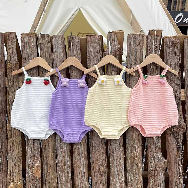 Roupas de bebê verão bebê menina bonito macacão fino recém-nascido de uma peça estilingue macacão passeio