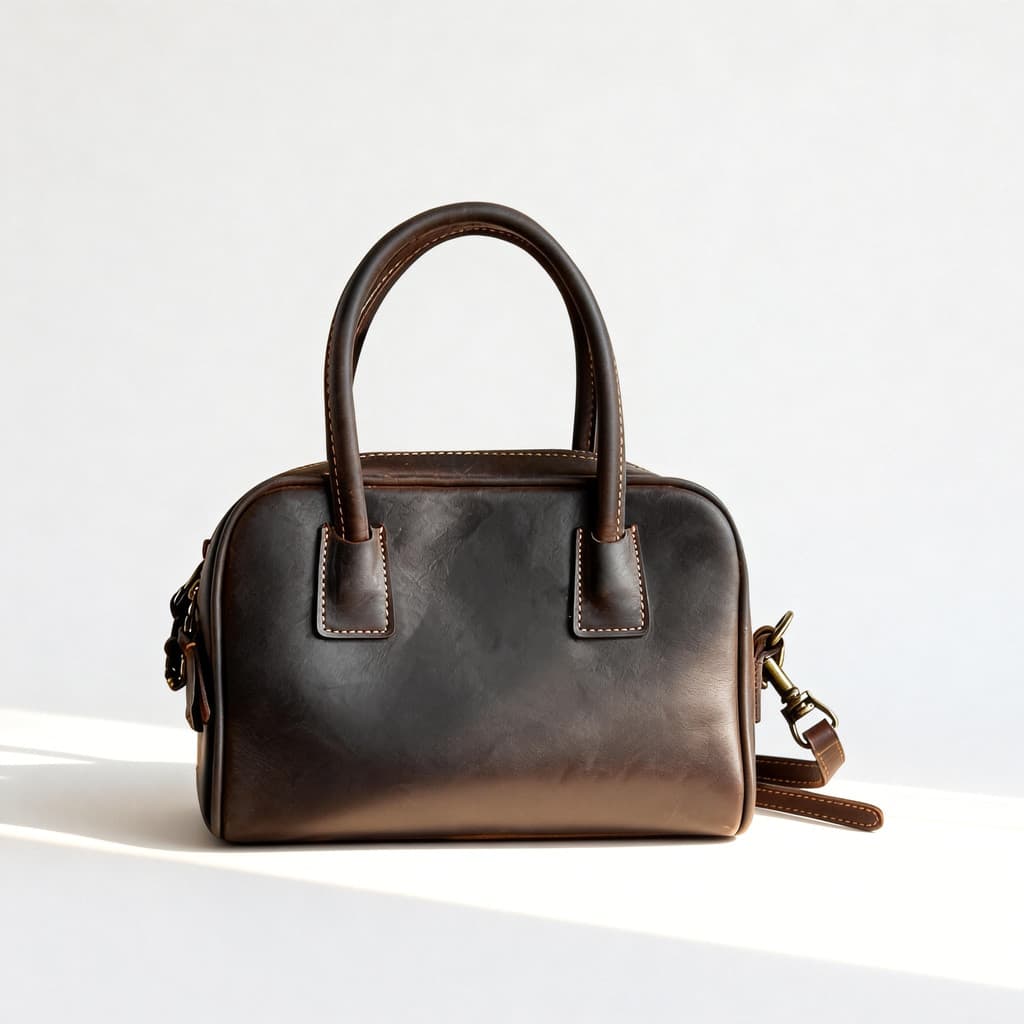 Bolsa de boliche de couro genuíno genuíno feminino novo estilo cavalo louco couro portátil Diagonal saco grande capacida
