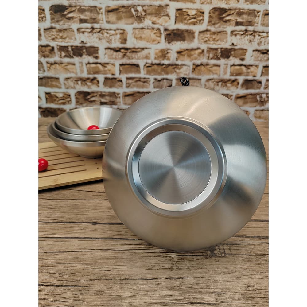 Estilo coreano de aço inoxidável comercial dourado dupla camada macarrão misto Bibimbap tigela caracol macarrão chapéu t